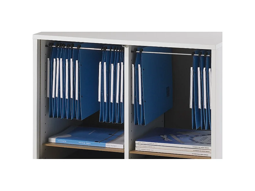 Classeur à Rideau Largeur 70 cm Hauteur 76 cm 8 Niches 2 Kits DS - Coloris: Blanc