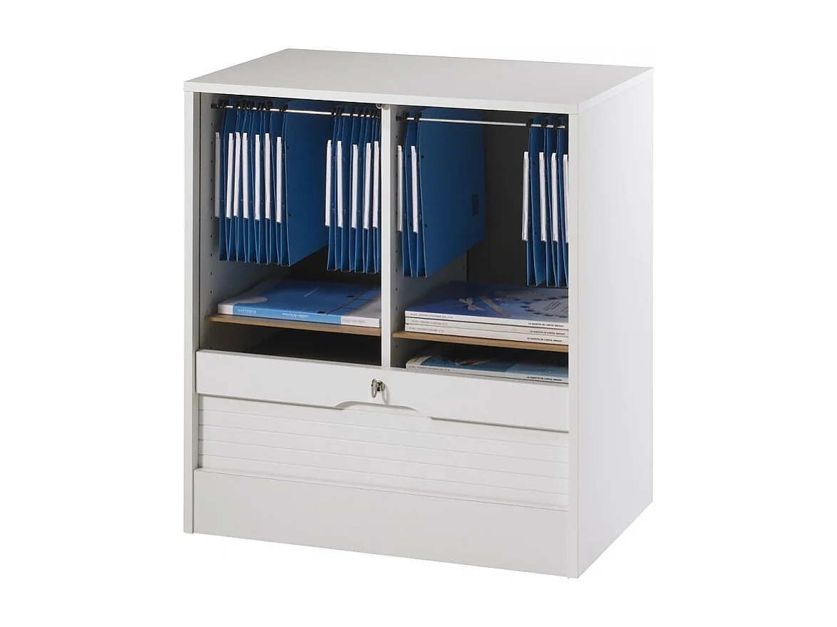 Classeur à Rideau Largeur 70 cm Hauteur 76 cm 8 Niches 2 Kits DS - Coloris: Blanc