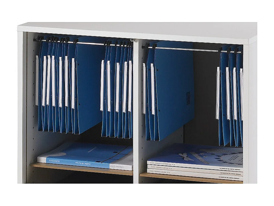 Classeur à Rideau Largeur 70 cm Hauteur 76 cm 8 Niches 2 Kits DS - Coloris: Blanc