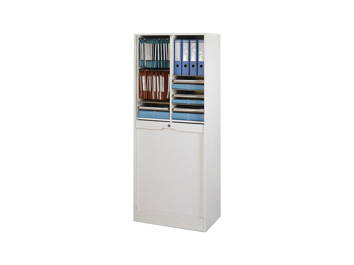 Classeur à Rideau Largeur 70 cm Hauteur 172 cm 20 niches 2 Kits DS - Coloris: Blanc