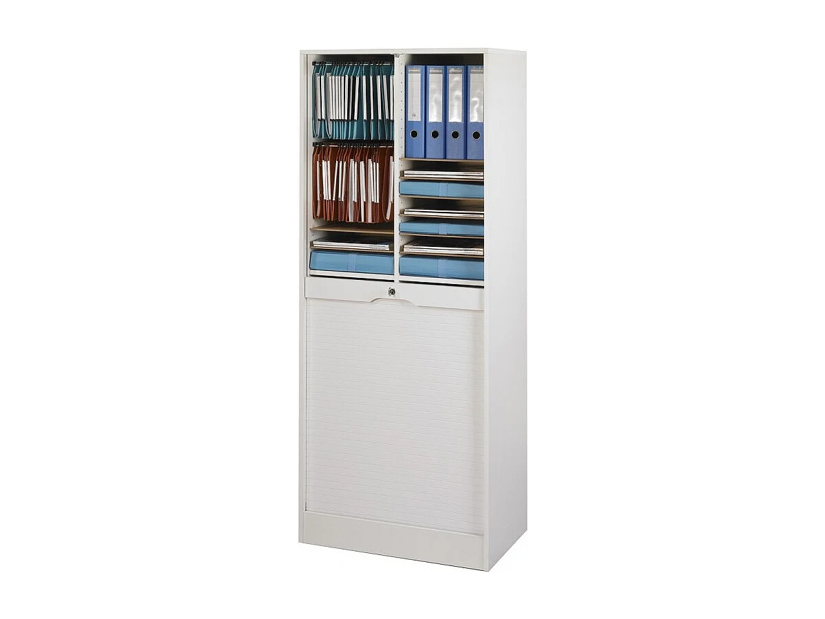 Classeur à Rideau Largeur 70 cm Hauteur 172 cm 20 niches 2 Kits DS - Coloris: Blanc