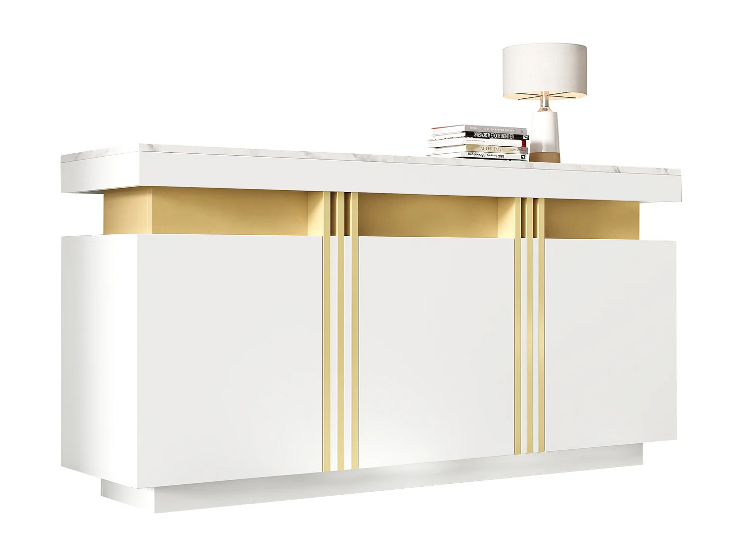 Moderne buffetkast 140x38x70cm - 3 deuren - Verstelbare planken - wit