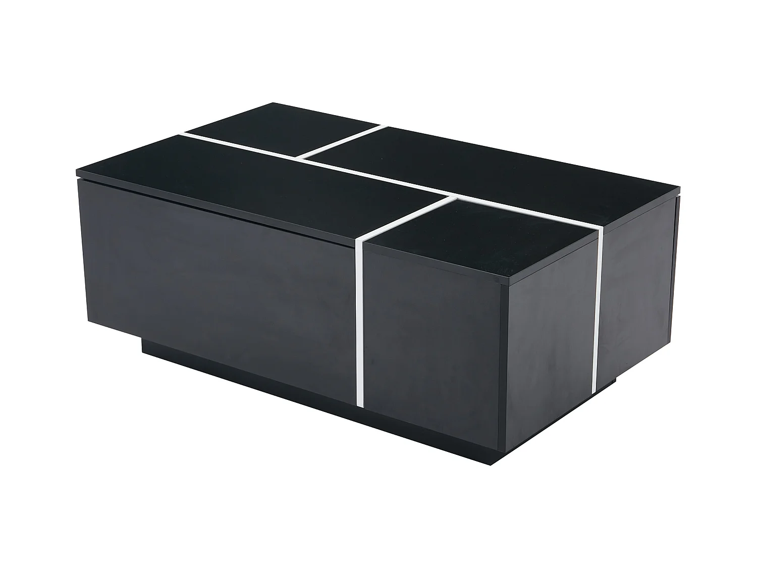 Table basse moderne 100x60x40cm - finition brillante - avec 4 tiroirs - noir