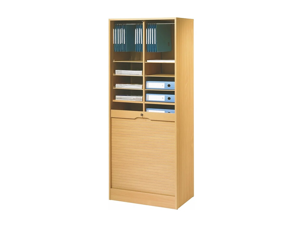 Classeur à Rideau Largeur 70 cm Hauteur 172 cm 20 niches 2 Kits DS - Coloris: Hêtre