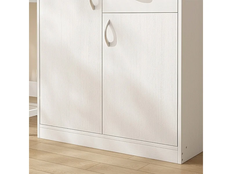 Cómoda moderna com gavetas e prateleiras loft porta de armário branca 74cm