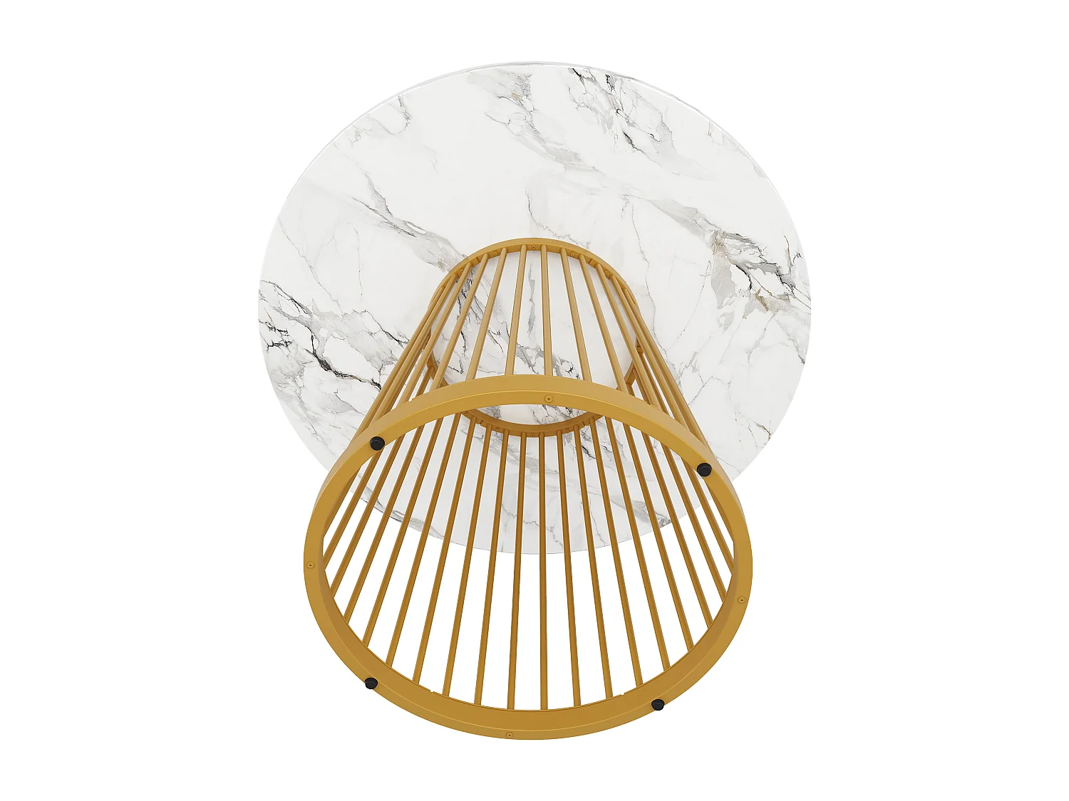 80 x 80 x 76 cm großer Esstisch für das Wohnzimmer, runder Esstisch mit Marmor-MDF-Tischplatte, goldene Metallbeine