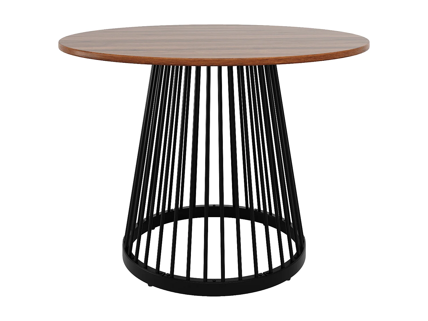 Stół jadalny do salonu 80x80x76 cm, okrągły stół jadalny z blatem z orzecha włoskiego, nogi z metalu w kolorze czarnym