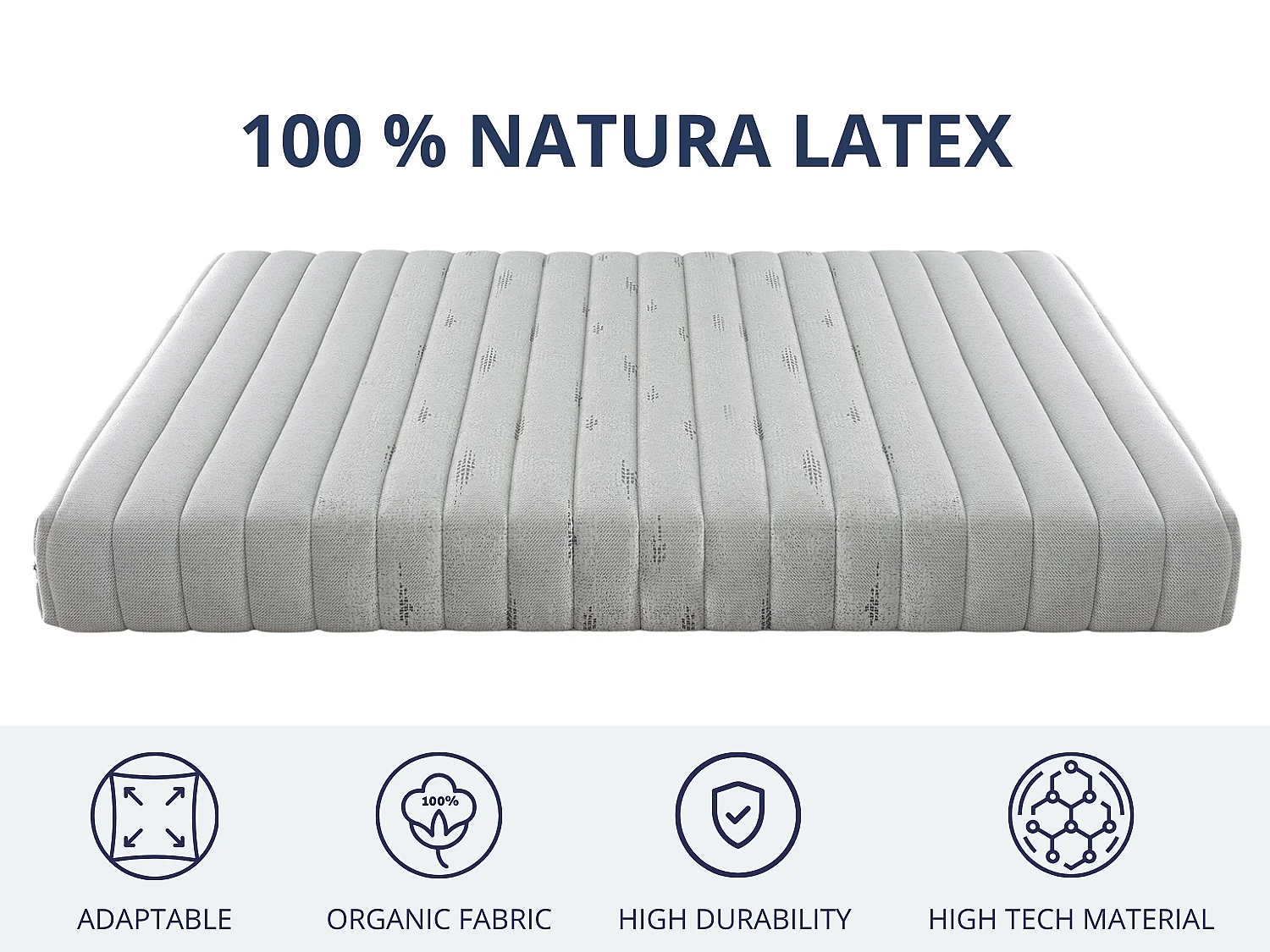 Matelas 90x190 cm – 100% Latex Naturel | Hauteur 20 cm | Fermeté Moyenne (3/5) | Noyau Écologique avec Housse Coton & Lin