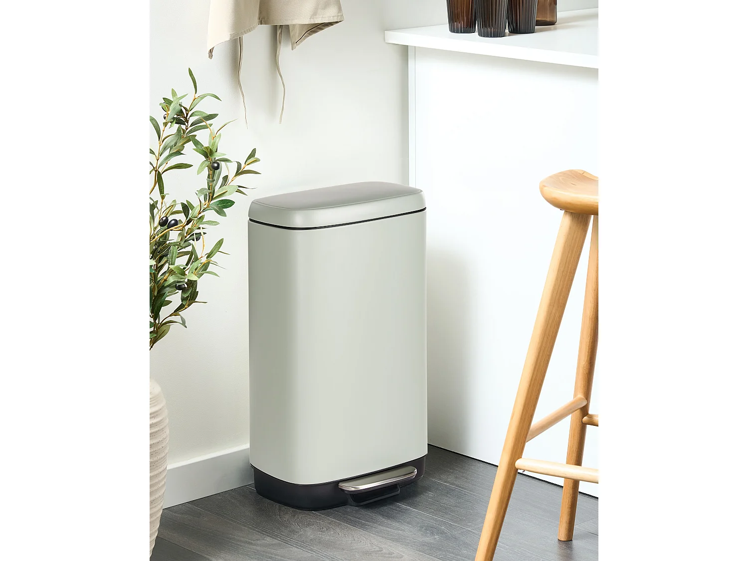 Poubelle 30 L ECOCOLLECT Métal Vert clair