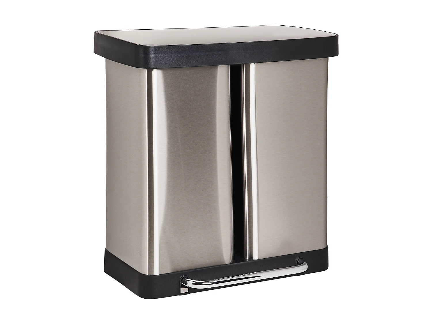 Poubelle à double pédale 60 L ECOSORT Métal Argenté