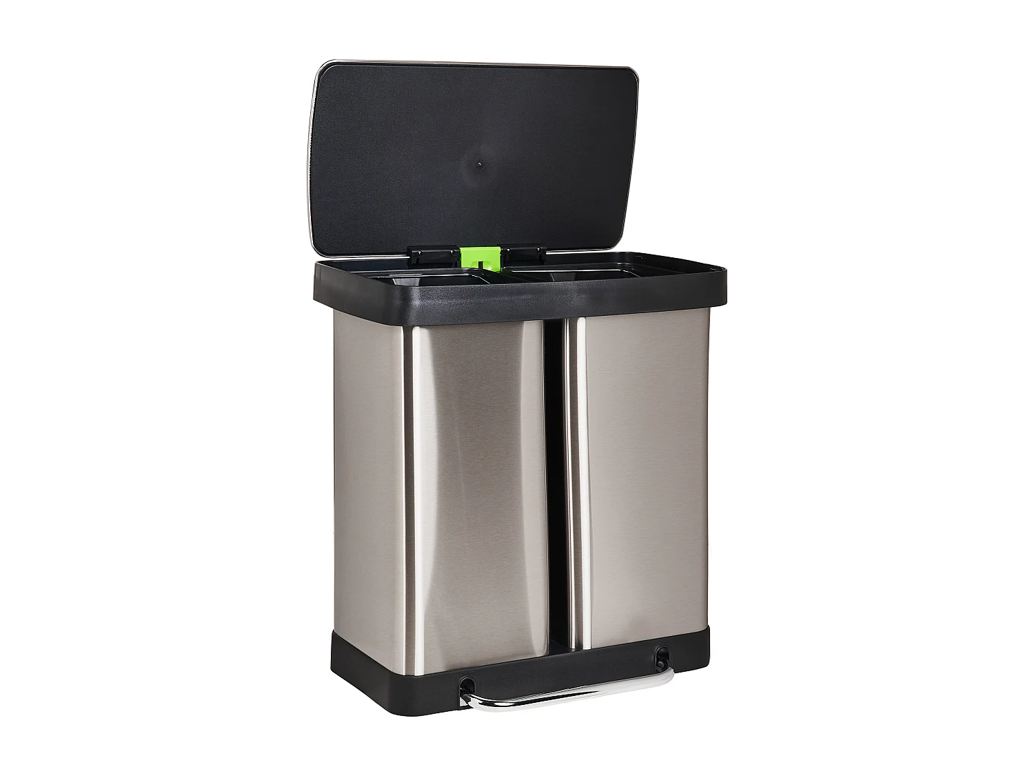 Poubelle à double pédale 60 L ECOSORT Métal Argenté