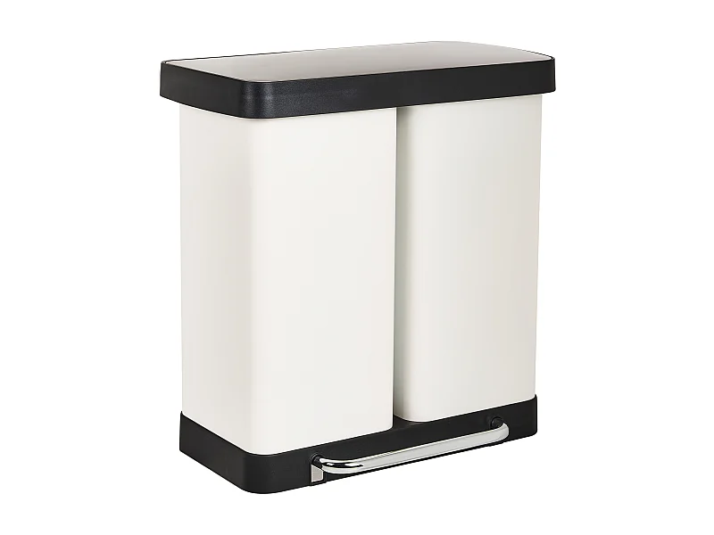 Poubelle à double pédale 60 L ECOSORT Métal Blanc