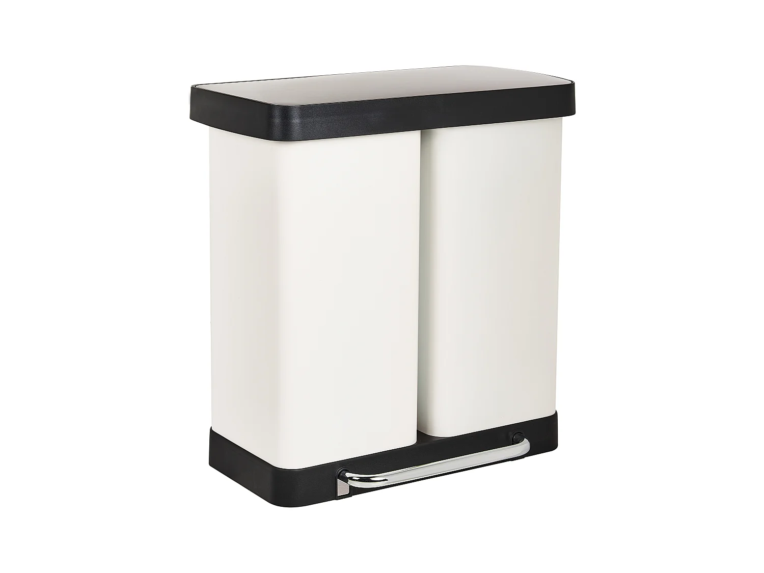 Poubelle à double pédale 60 L ECOSORT Métal Blanc