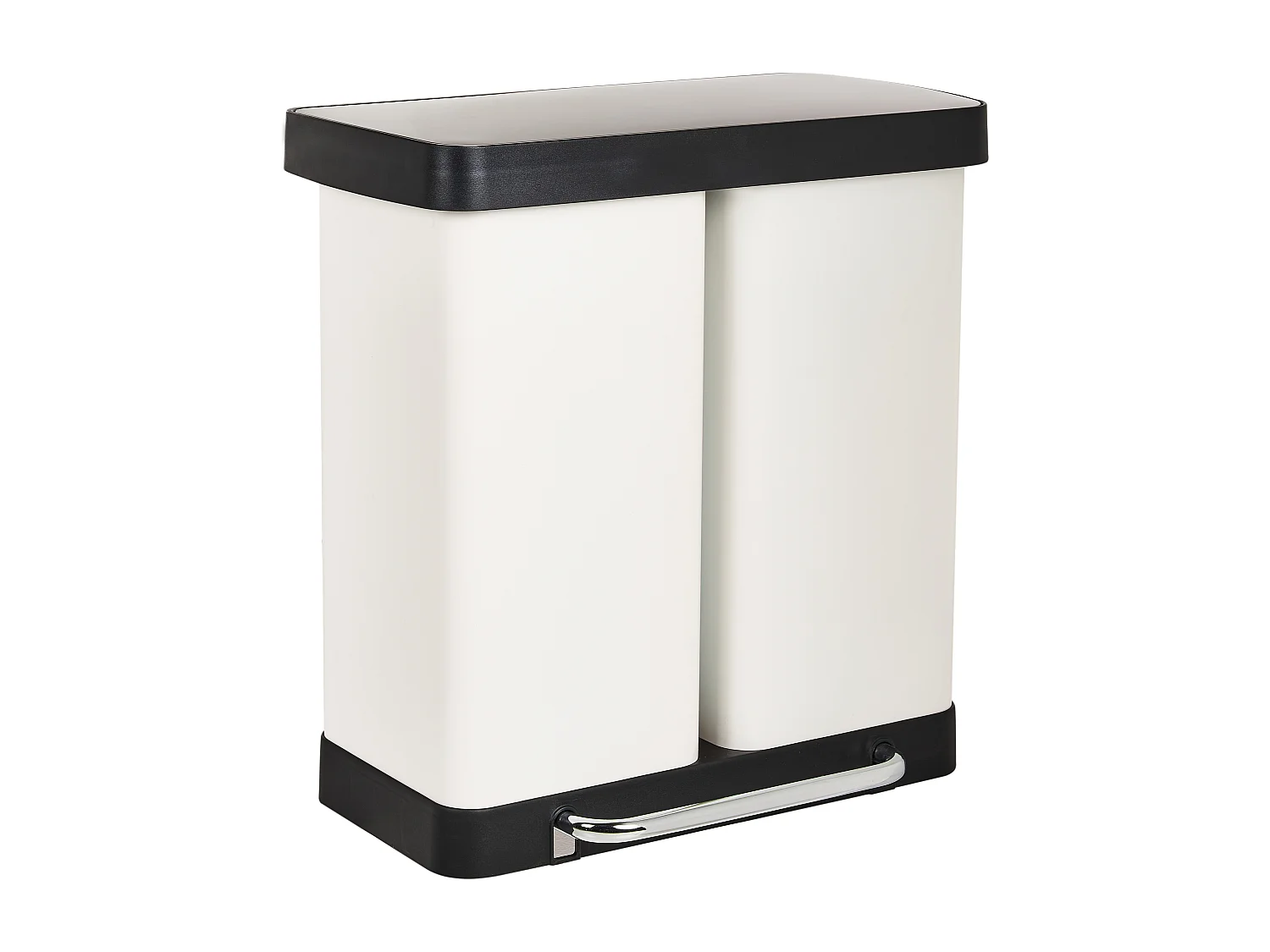 Poubelle à double pédale 60 L ECOSORT Métal Blanc