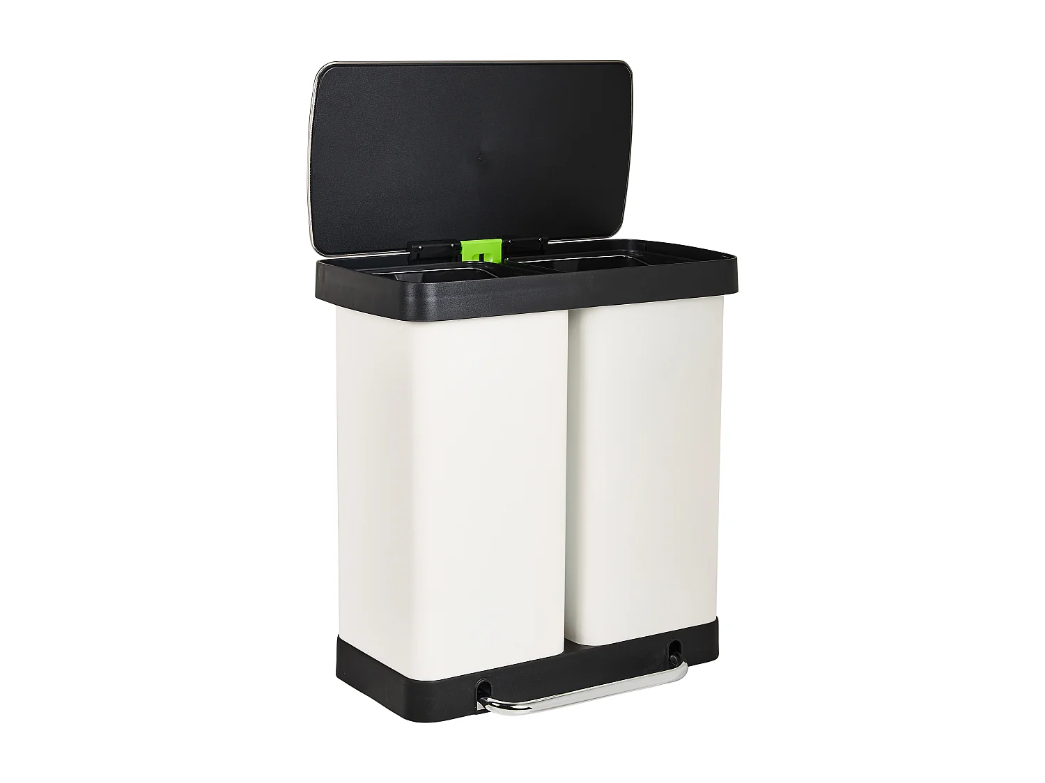 Poubelle à double pédale 60 L ECOSORT Métal Blanc