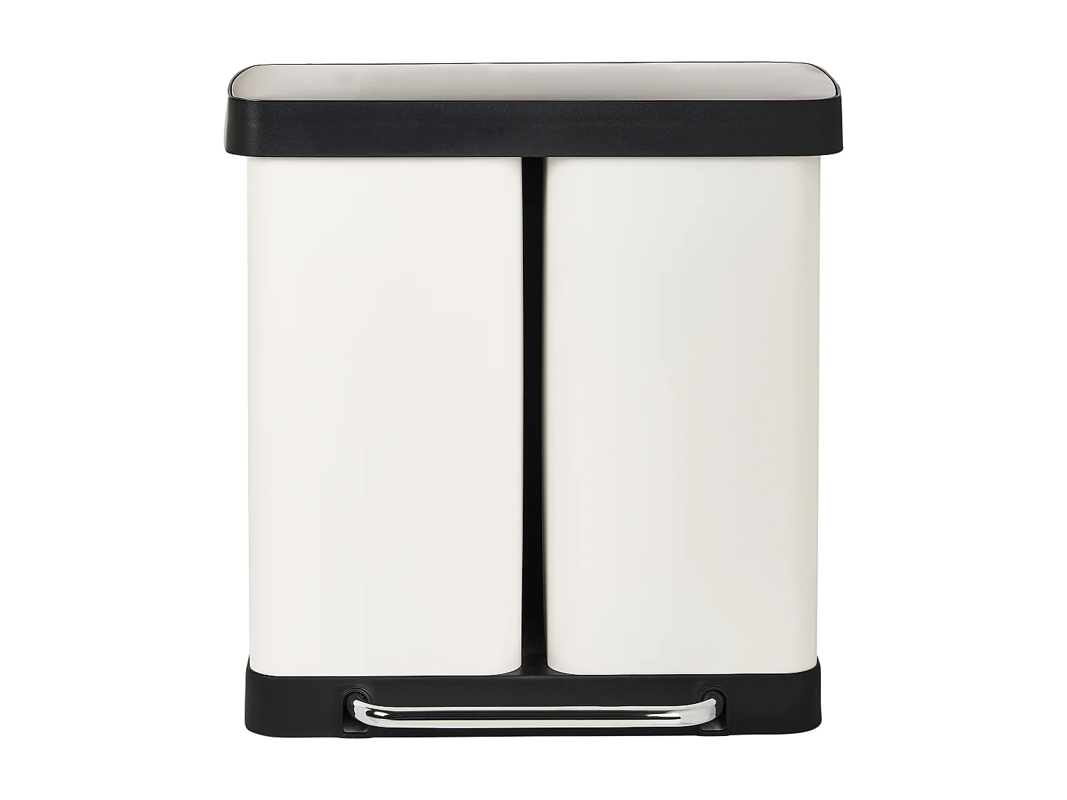 Poubelle à double pédale 60 L ECOSORT Métal Blanc