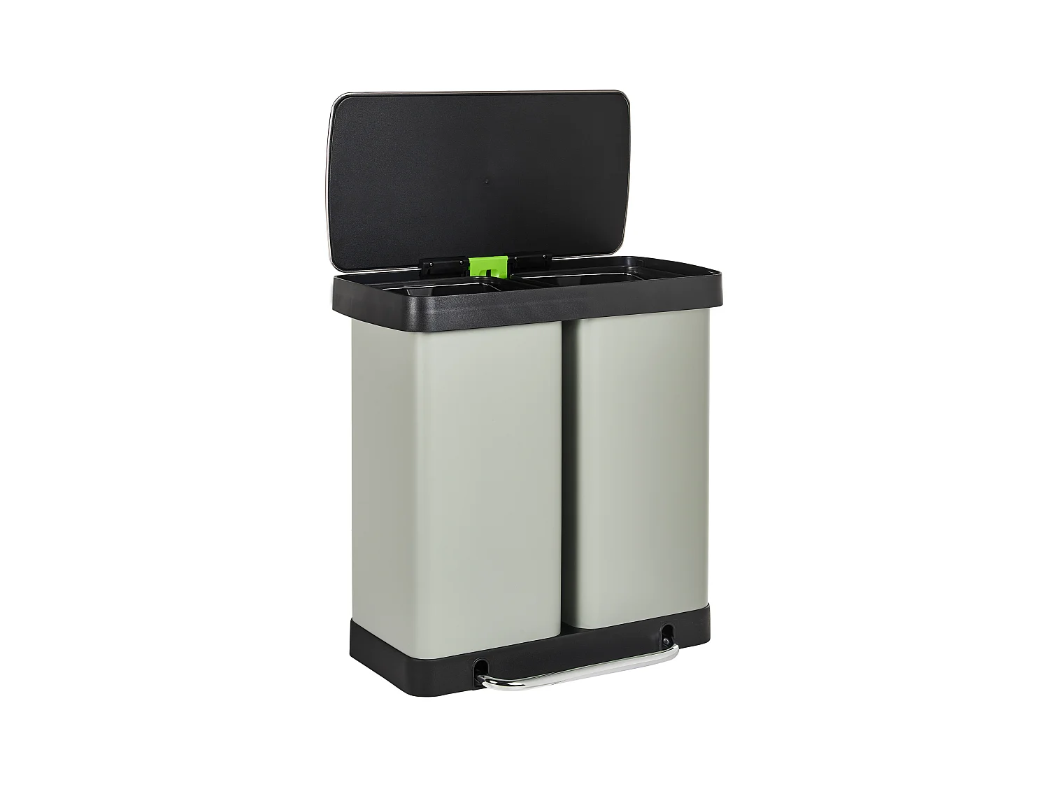 Poubelle à double pédale 60 L ECOSORT Métal Vert clair