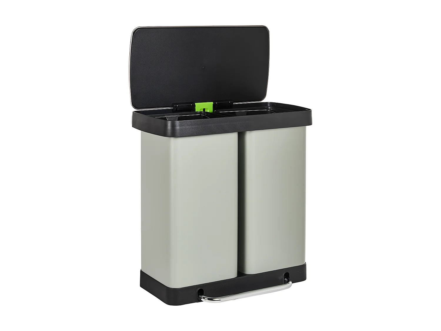 Poubelle à double pédale 60 L ECOSORT Métal Vert clair