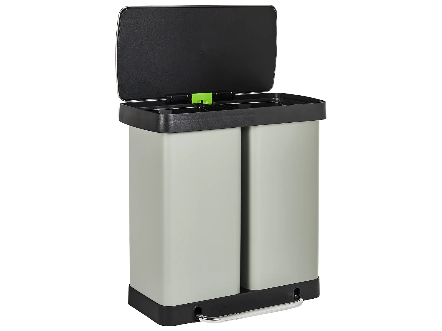 Double Pedal Waste Bin 60 L ECOSORT Metal Light Green