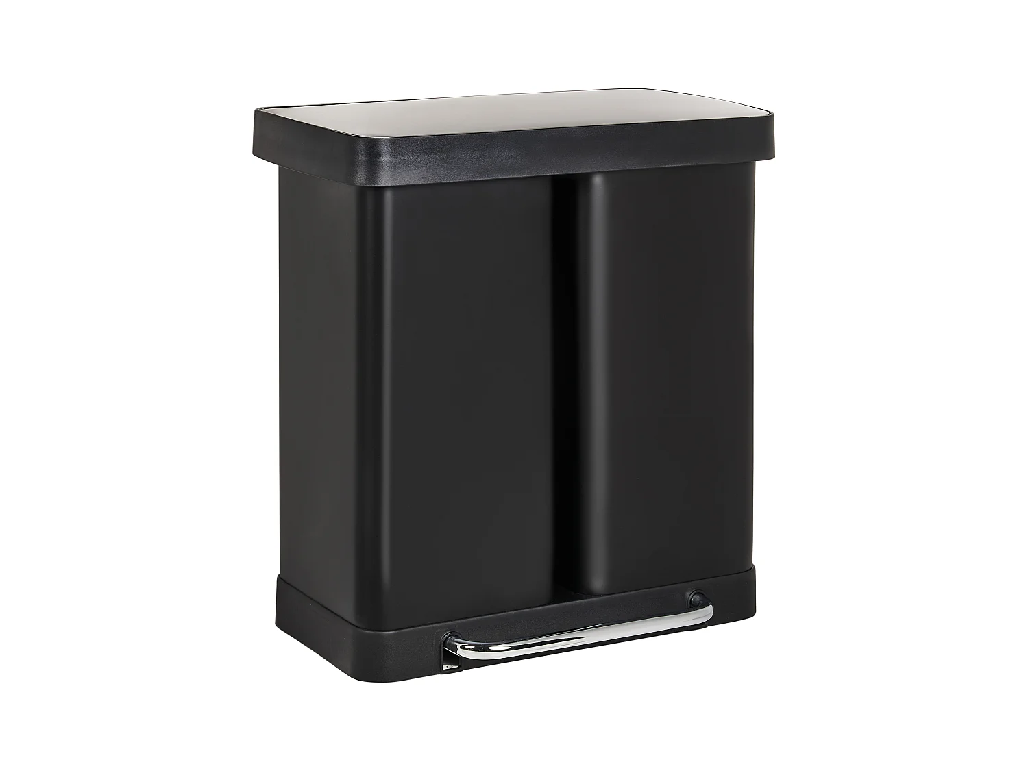 Poubelle à double pédale 60 L ECOSORT Métal Noir