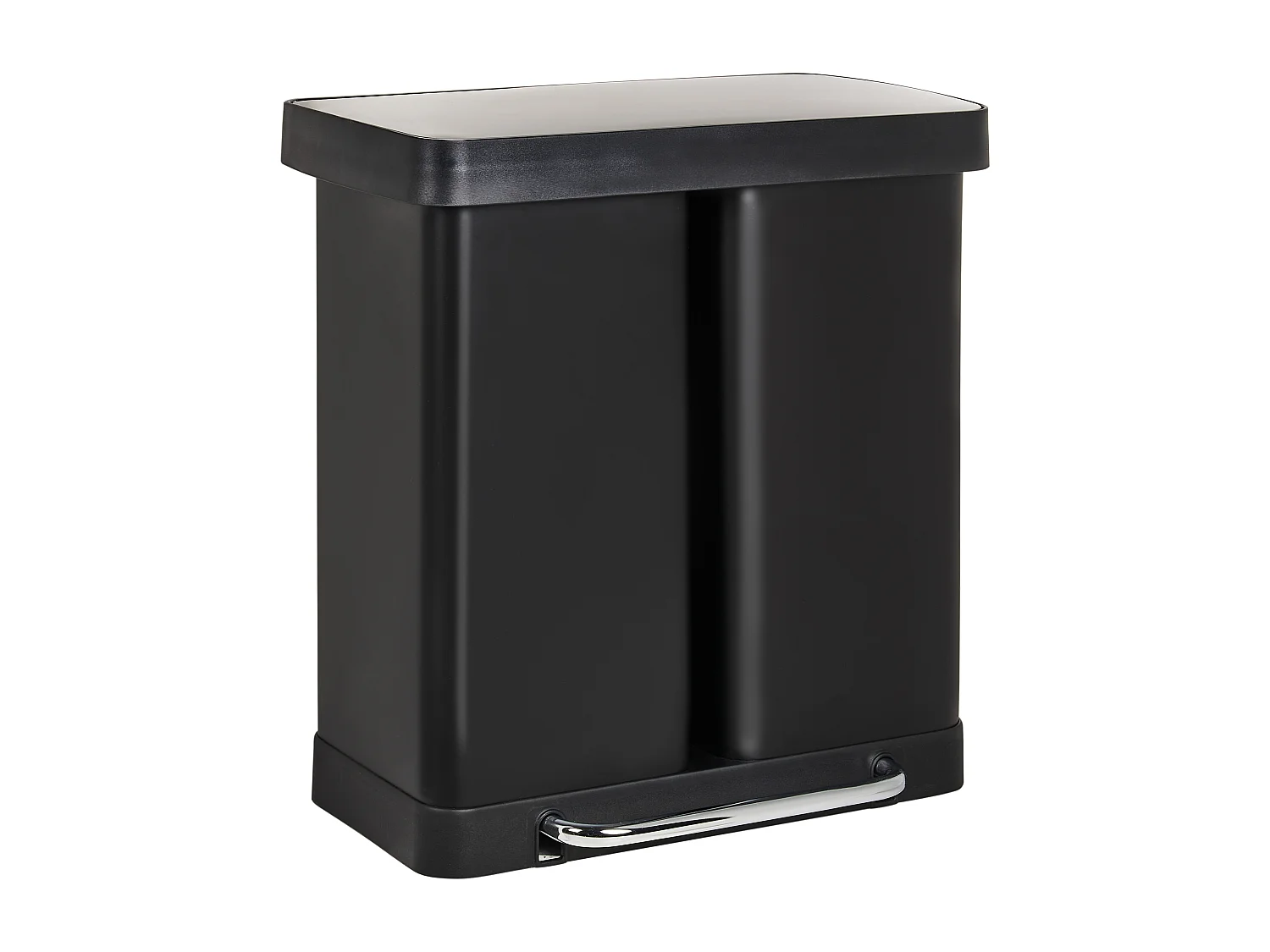 Poubelle à double pédale 60 L ECOSORT Métal Noir