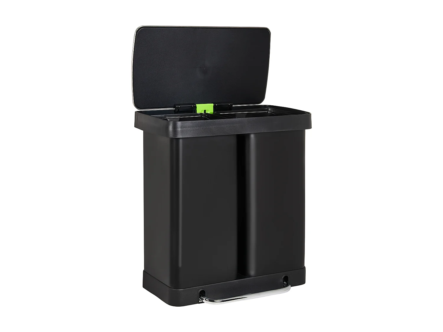 Poubelle à double pédale 60 L ECOSORT Métal Noir