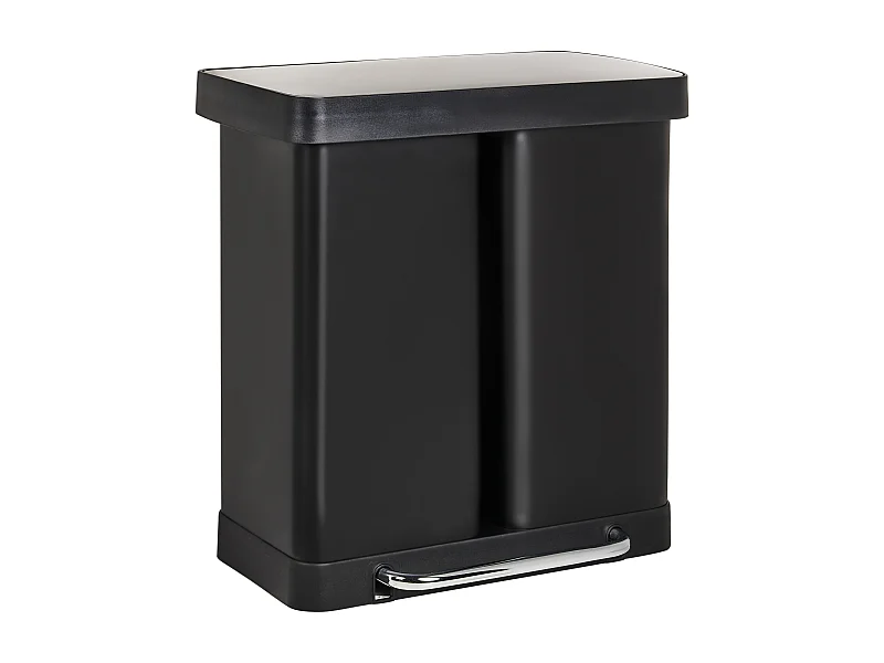 Poubelle à double pédale 60 L ECOSORT Métal Noir