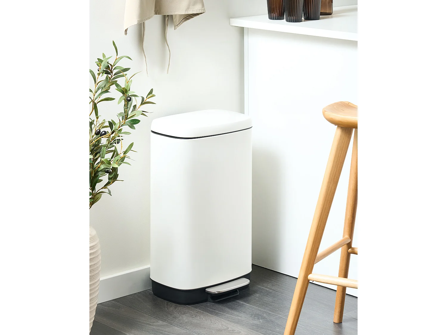 Poubelle 30 L ECOCOLLECT Métal Blanc