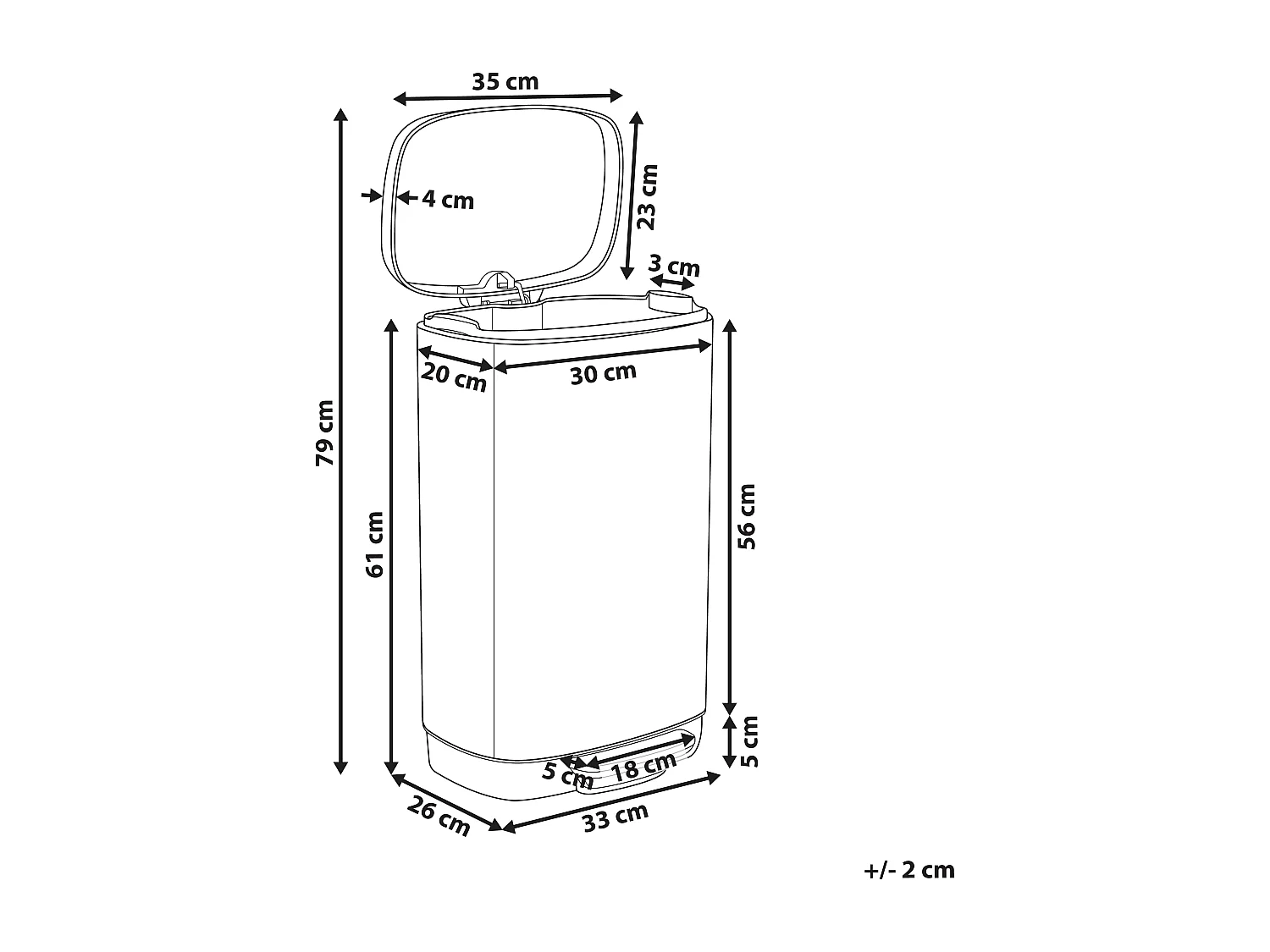 Poubelle 30 L ECOCOLLECT Métal Blanc