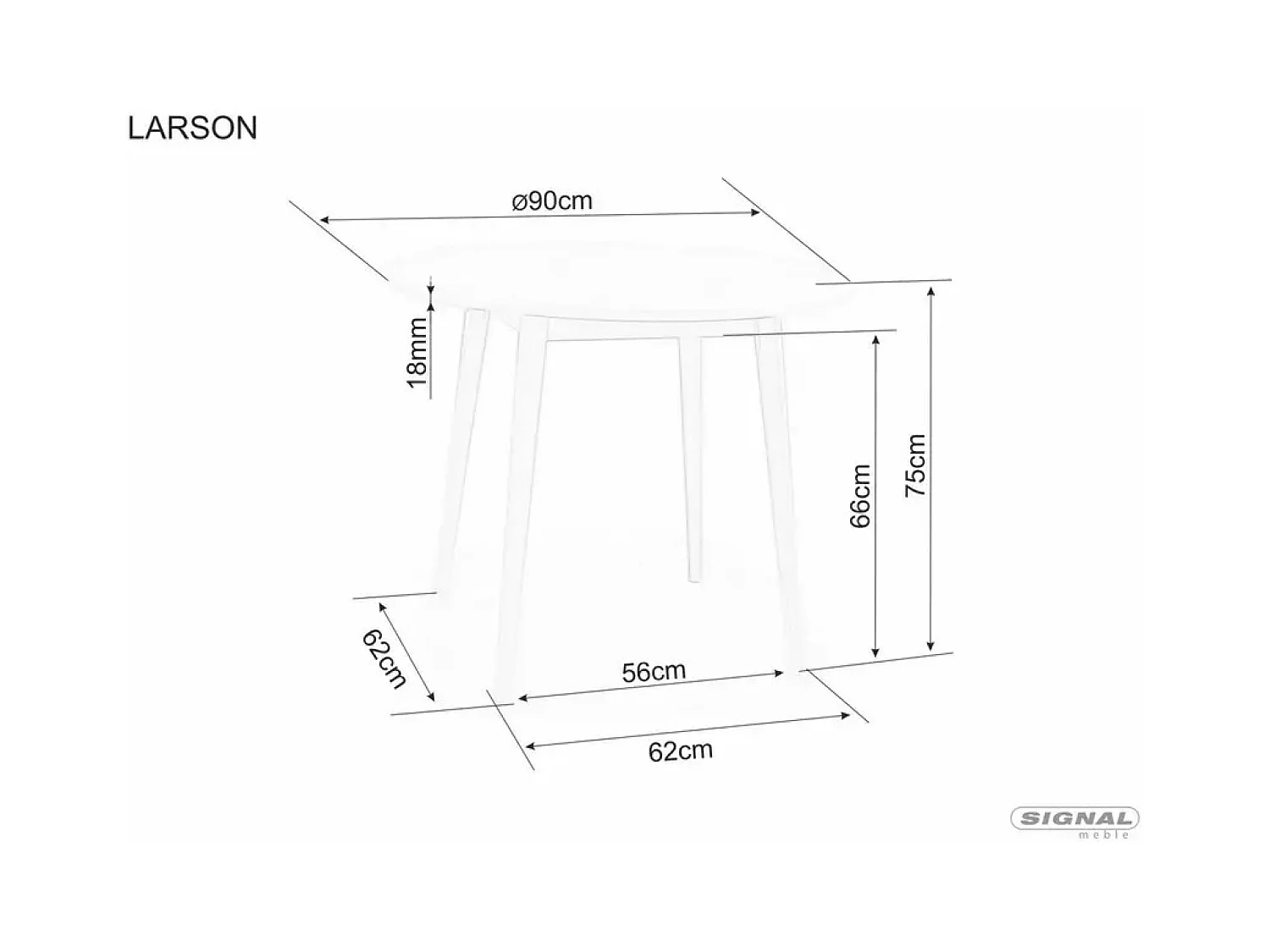 Esstisch Larson LM (90x75)/MDF/Weiss