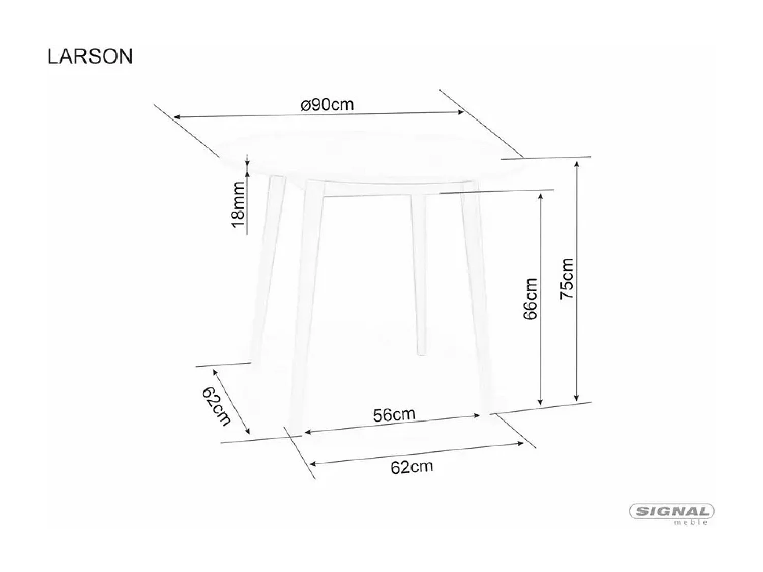 Esstisch Larson LM (90x75)/MDF/Weiss