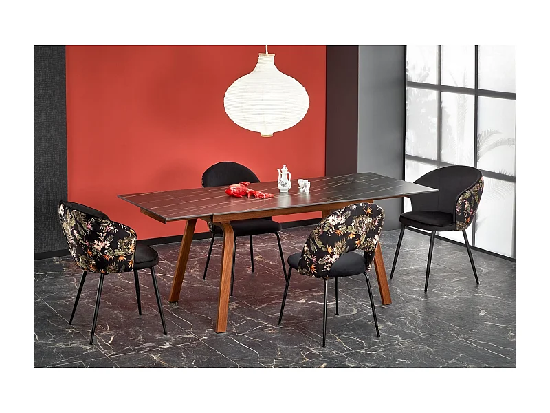 Esstisch Lozano (80x140-200)/Keramik&Metall/Erweiterbar/Schwarz