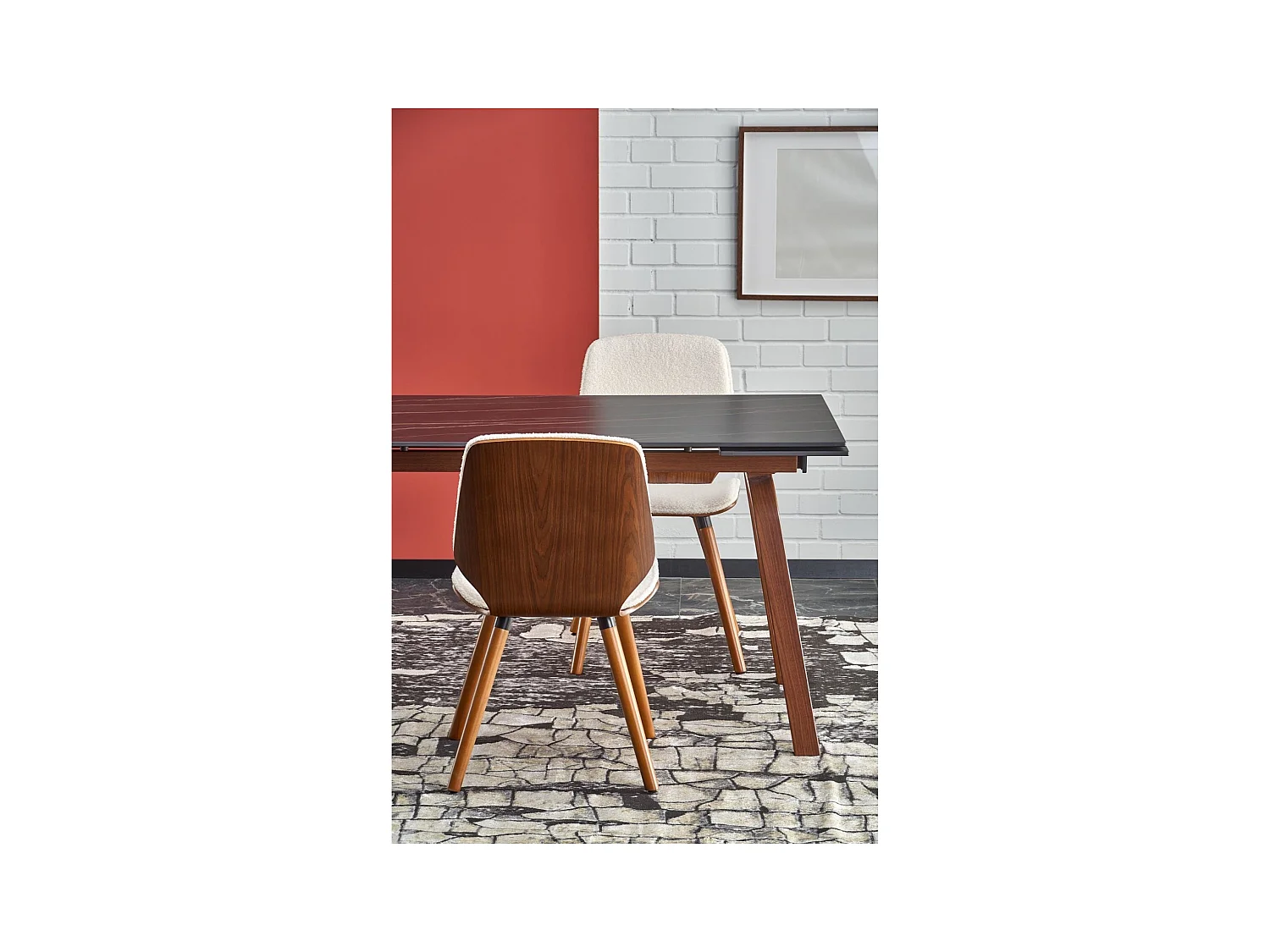 Tavolo da pranzo Lozano (80x140-200)/Ceramica e metallo/Allungabile/Nero