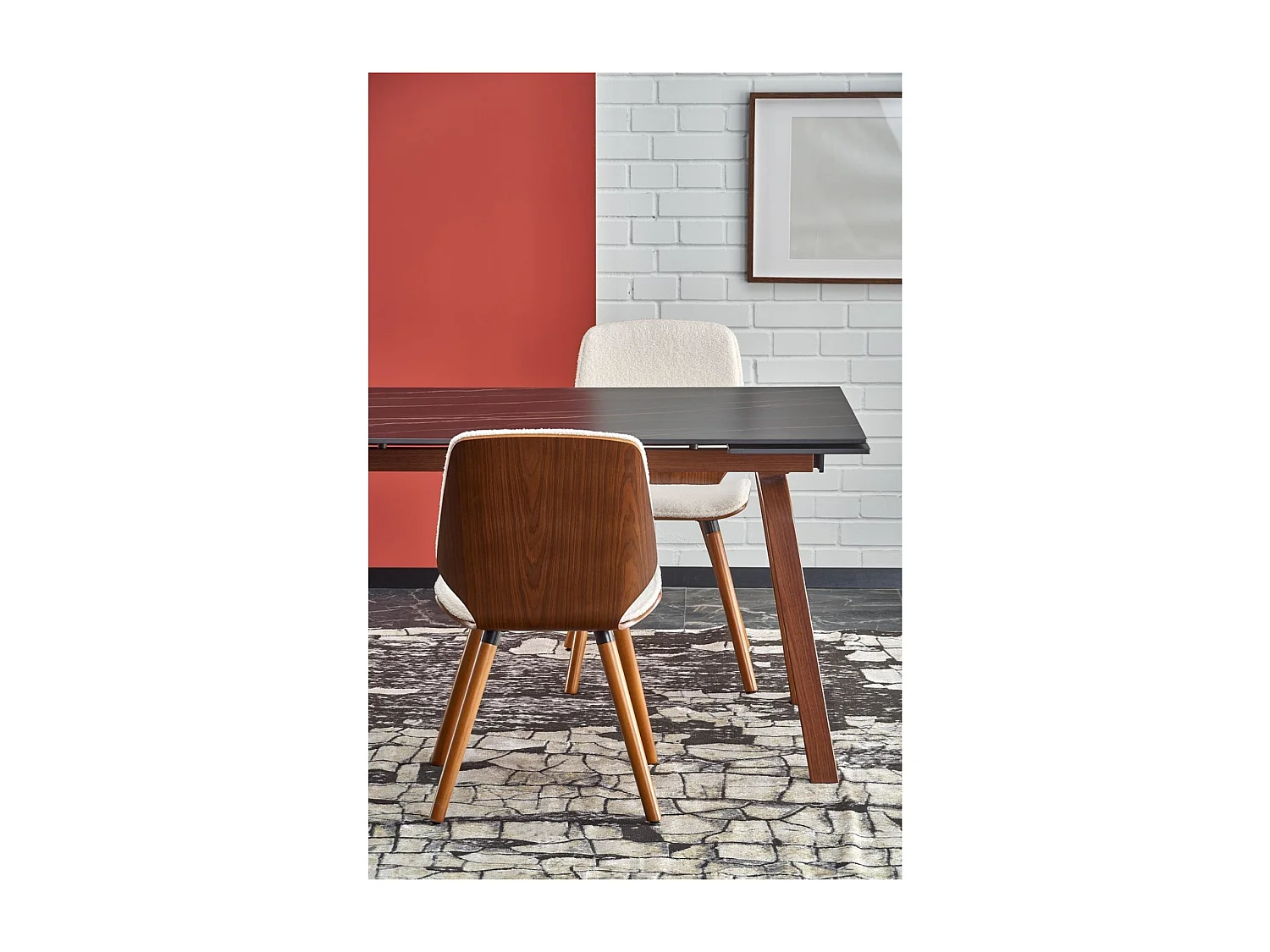 Esstisch Lozano (80x140-200)/Keramik&Metall/Erweiterbar/Schwarz