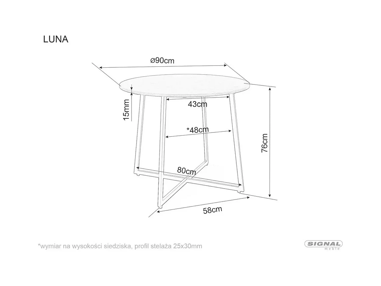 Tavolo da pranzo Luna (o90x76)/MDF/Bianco