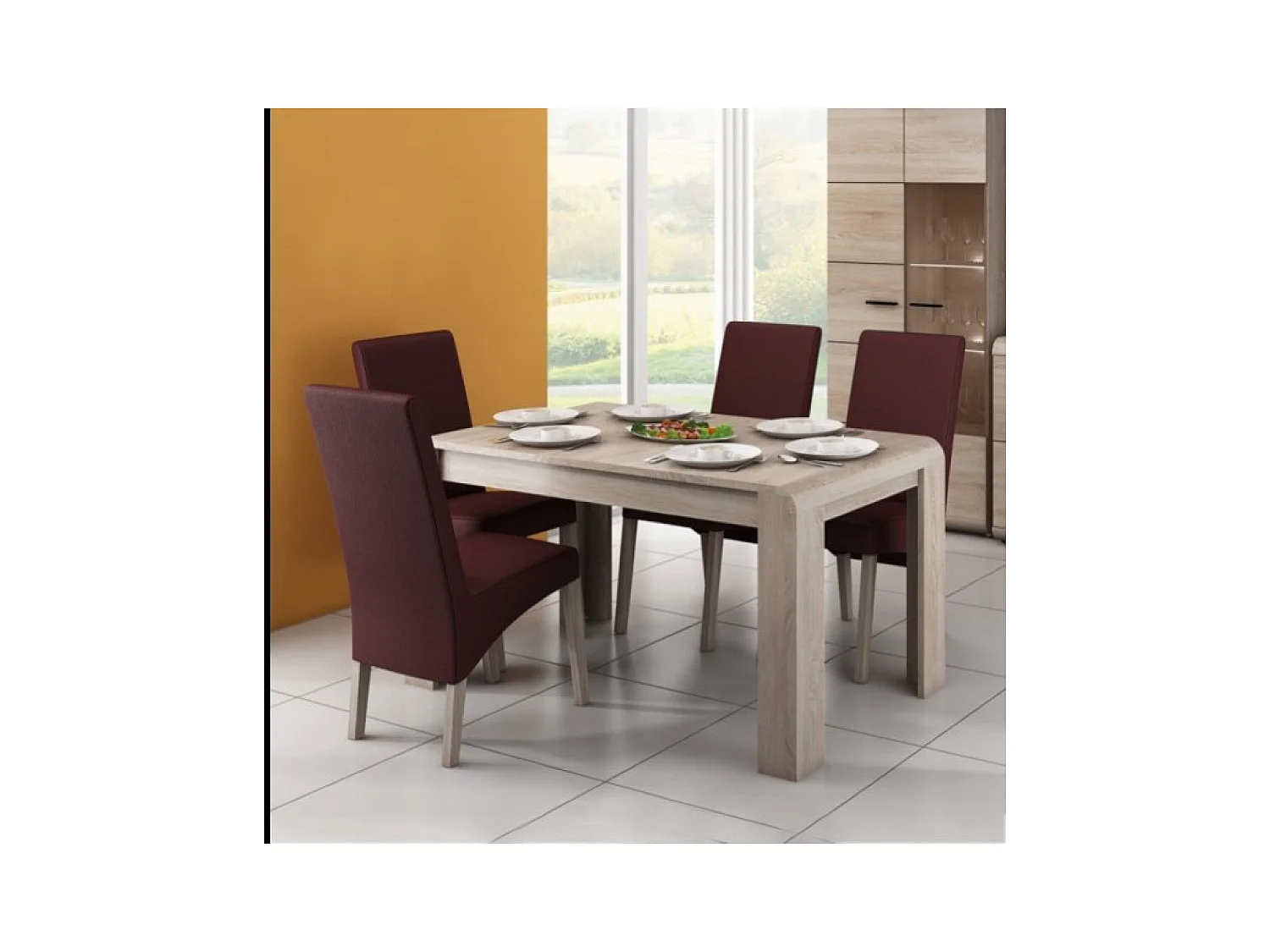 Esstisch Link (80x145-185)/Möbelplatte/Braun