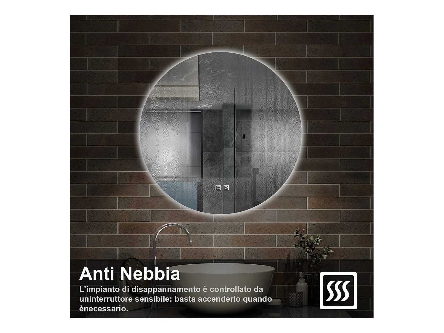 80 x 80 cm,AICA Specchio da Bagno LED con Luce, 3 Colori Regolabili,memoria, antiappannamento,CRI>90,autospegnimento