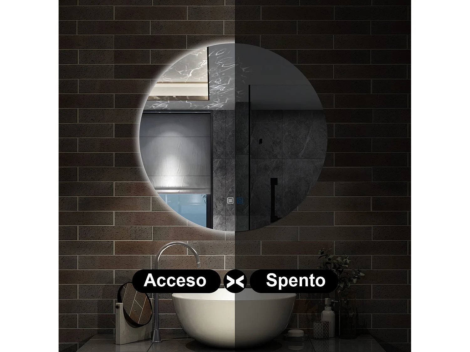 70 x 70 cm,AICA Specchio da Bagno LED con Luce, 3 Colori Regolabili,memoria, antiappannamento,CRI>90,autospegnimento