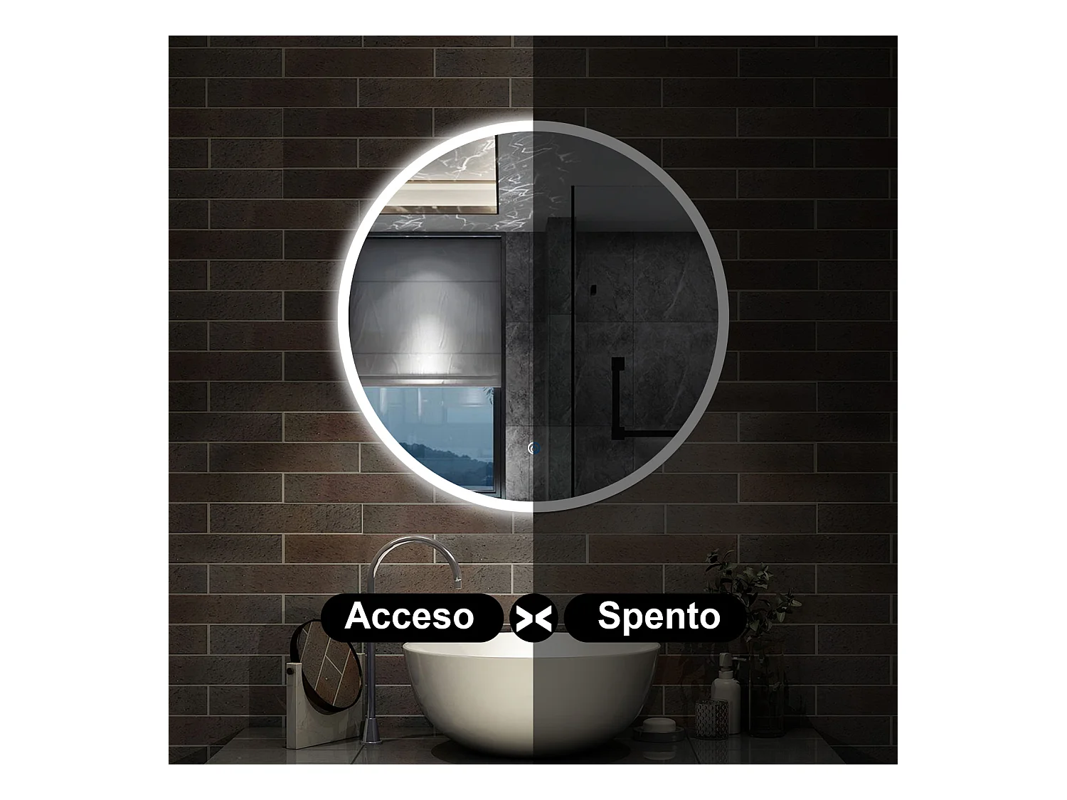 60 x 60 cm,AICA Specchio da Bagno LED con Luce, 3 Colori Regolabili,memoria, antiappannamento,CRI>90,autospegnimento