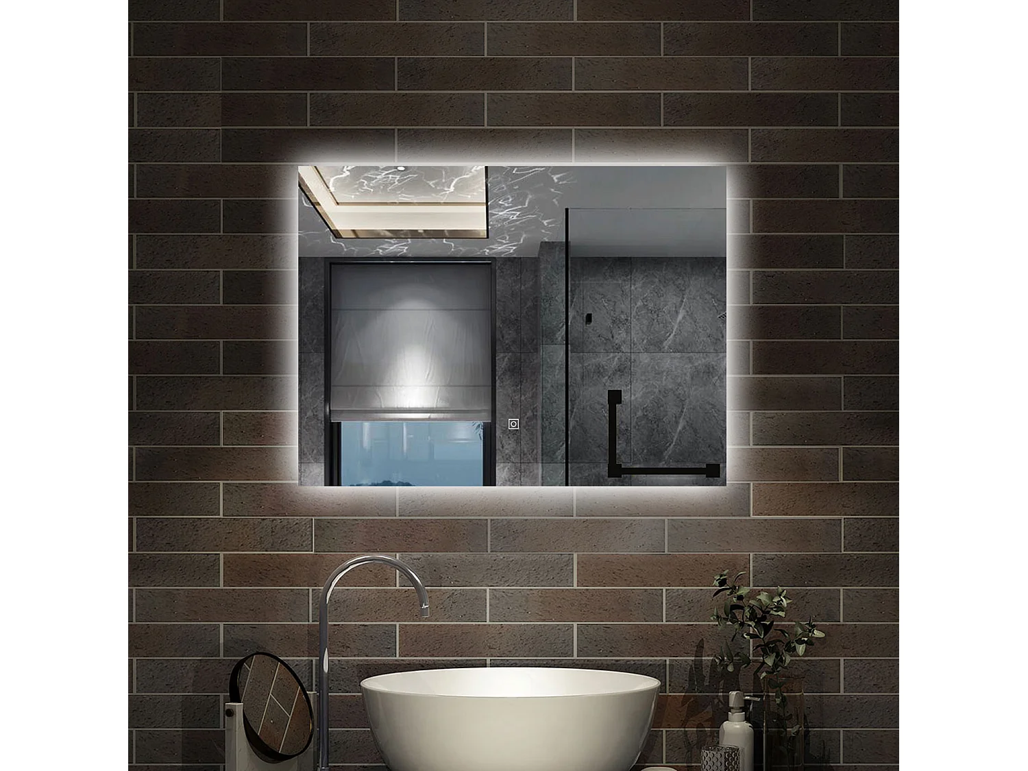 80 x 60 cm,AICA Specchio da Bagno LED con Luce, memoria, antiappannamento,CRI>90,autospegnimento,interruttore touch