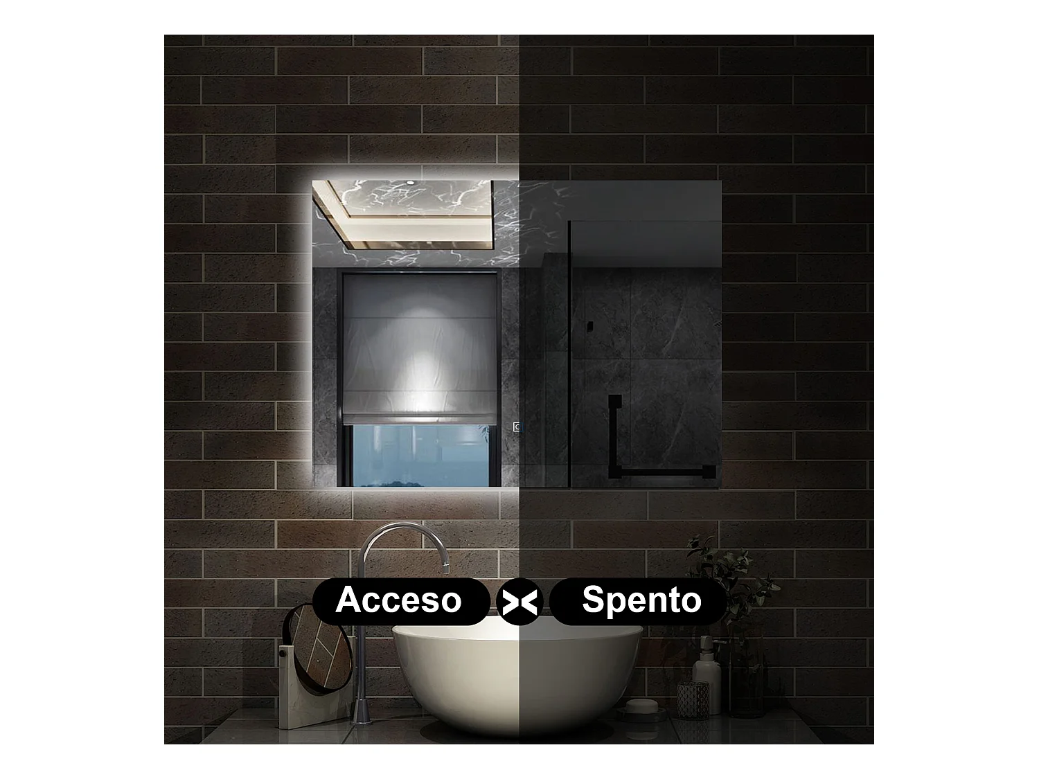 80 x 60 cm,AICA Specchio da Bagno LED con Luce, memoria, antiappannamento,CRI>90,autospegnimento,interruttore touch