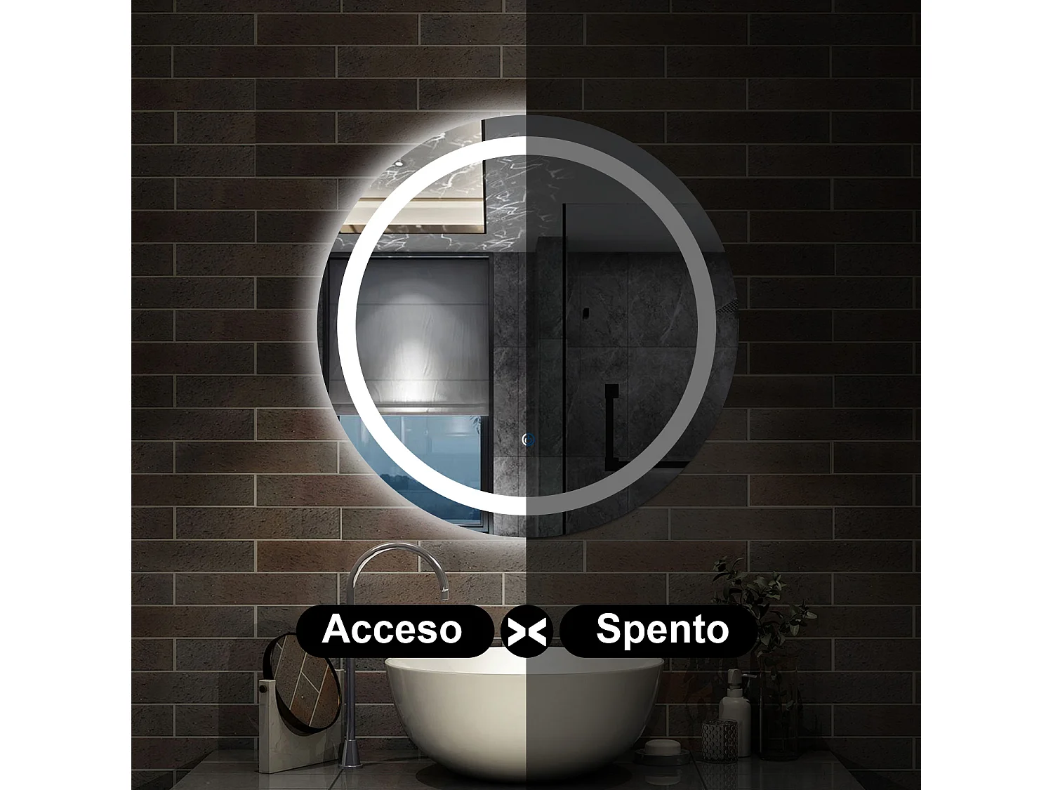 60 x 60 cm,AICA Specchio da Bagno LED con Luce, memoria, antiappannamento,CRI>90,autospegnimento,interruttore touch