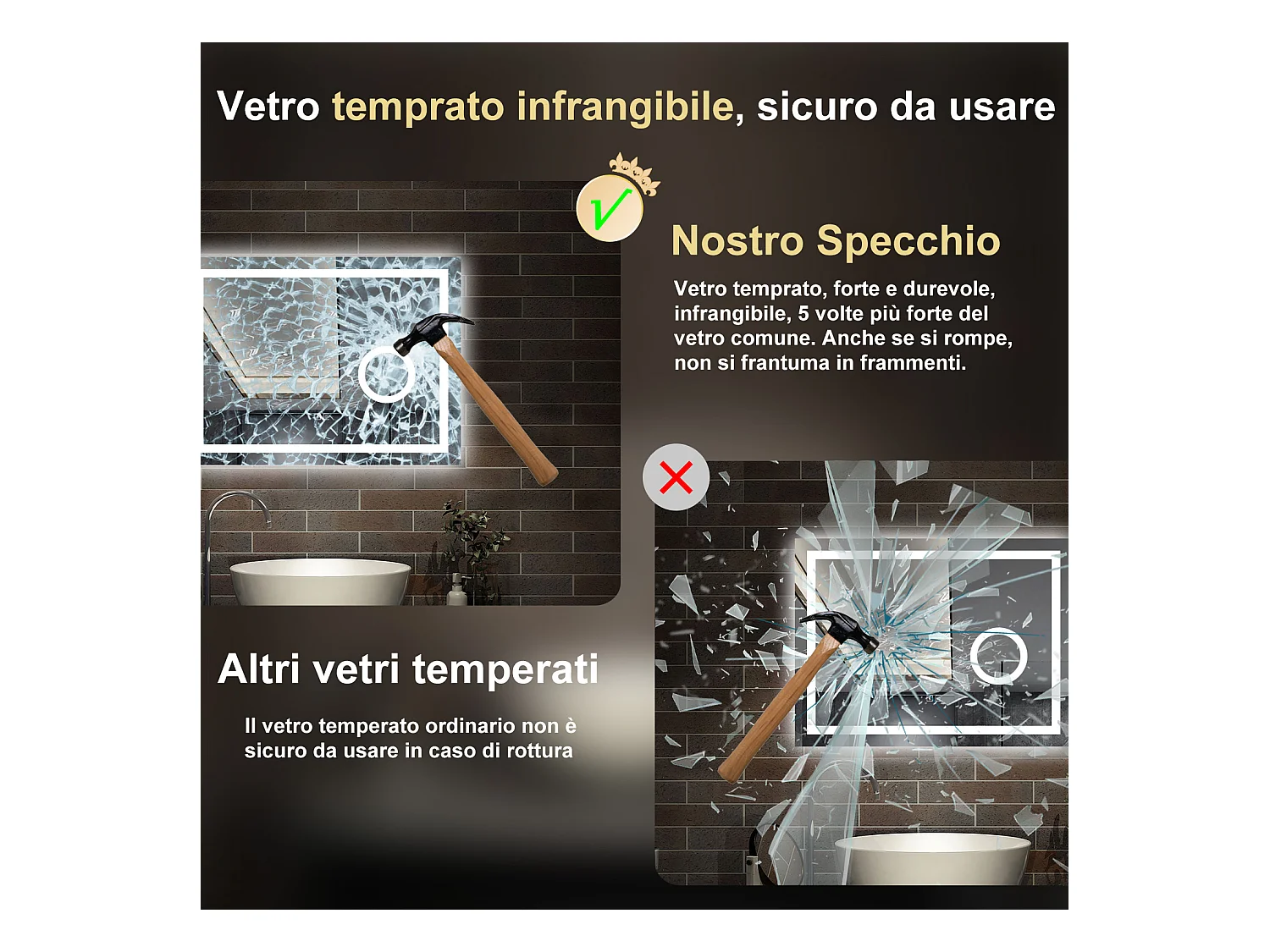 80 x 60 cm,AICA Specchio da Bagno LED con Luce, 3 Colori Regolabili,Blue tooth, Ingrandimento,memoria, antiappannamento,CRI>90,autospegnimento