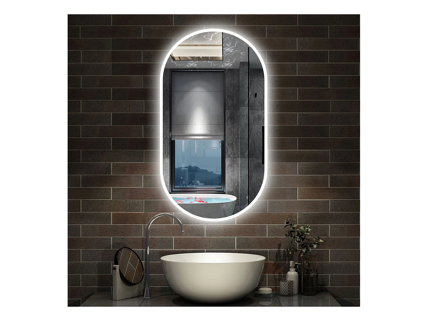50 x 90 cm,AICA Specchio da Bagno LED con Luce,Regolabili,memoria, antiappannamento,CRI>90,autospegnimento