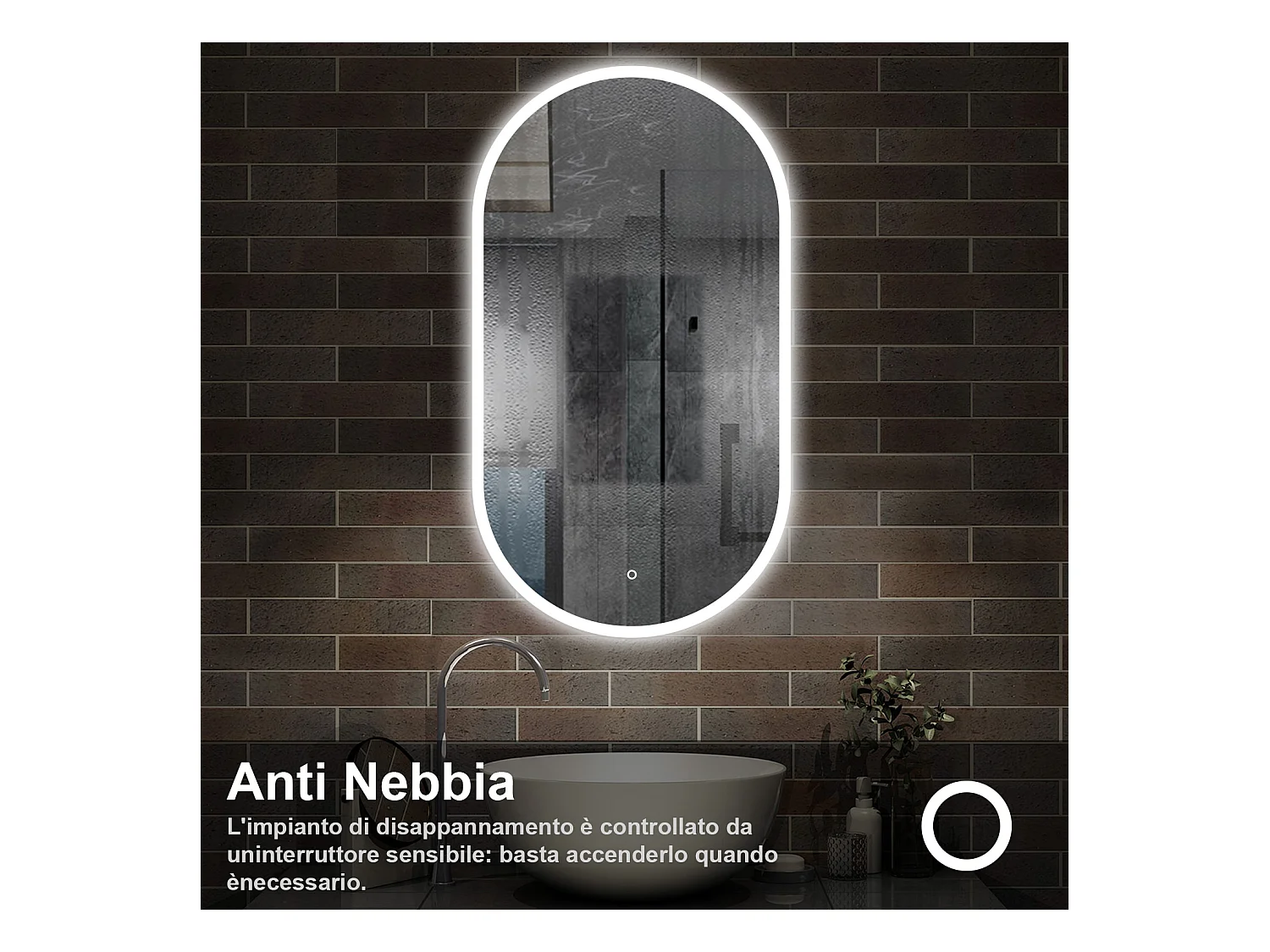 50 x 90 cm,AICA Specchio da Bagno LED con Luce,Regolabili,memoria, antiappannamento,CRI>90,autospegnimento