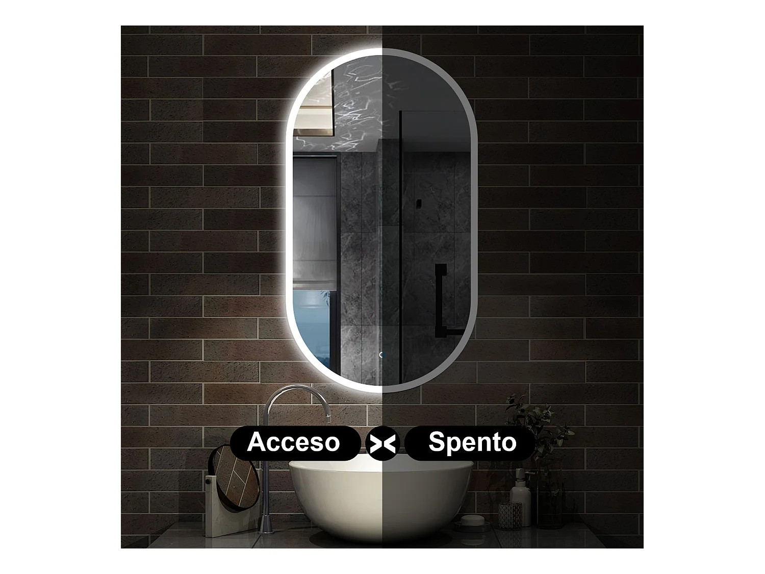 50 x 90 cm,AICA Specchio da Bagno LED con Luce,Regolabili,memoria, antiappannamento,CRI>90,autospegnimento