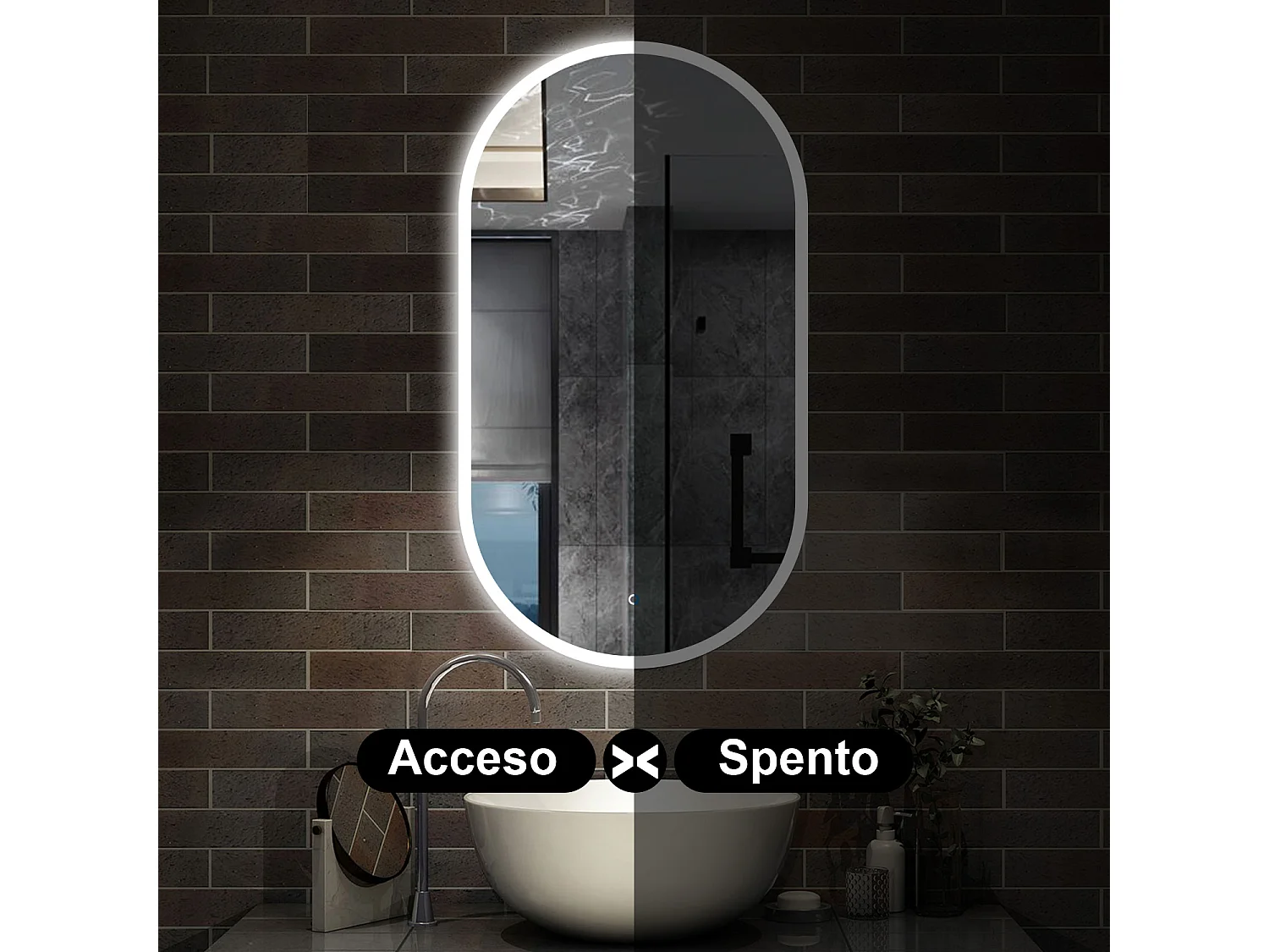 50 x 90 cm,AICA Specchio da Bagno LED con Luce,Regolabili,memoria, antiappannamento,CRI>90,autospegnimento