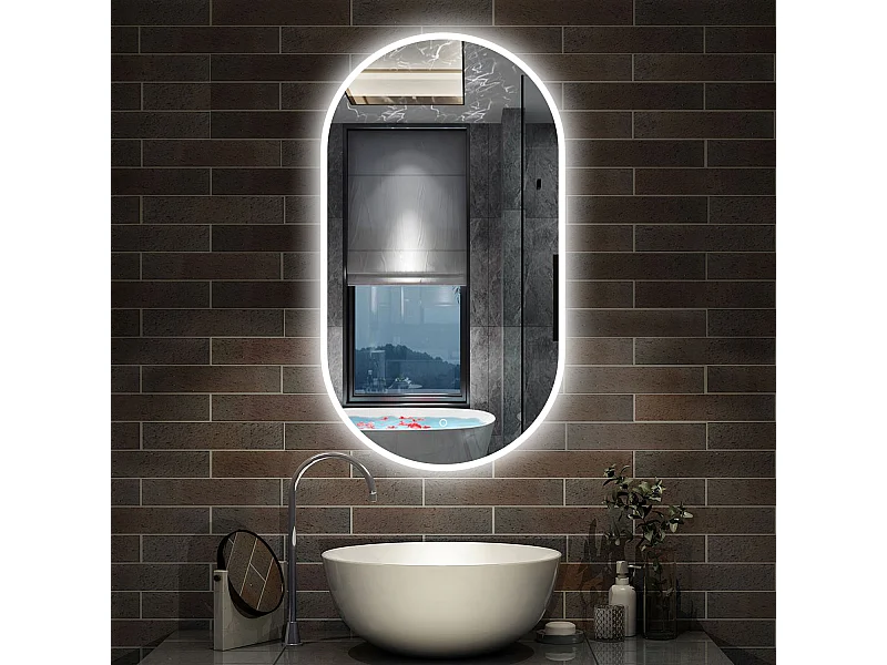 50 x 90 cm,AICA Specchio da Bagno LED con Luce,Regolabili,memoria, antiappannamento,CRI>90,autospegnimento