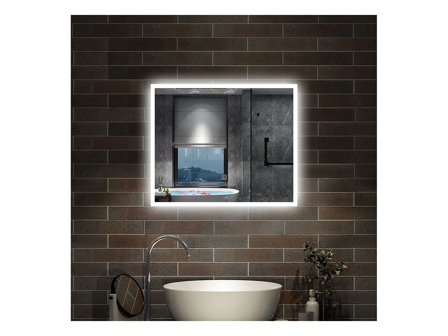90 x 70 cm,AICA Specchio da Bagno LED con Luce, 3 Colori Regolabili,memoria, antiappannamento,CRI>90,autospegnimento