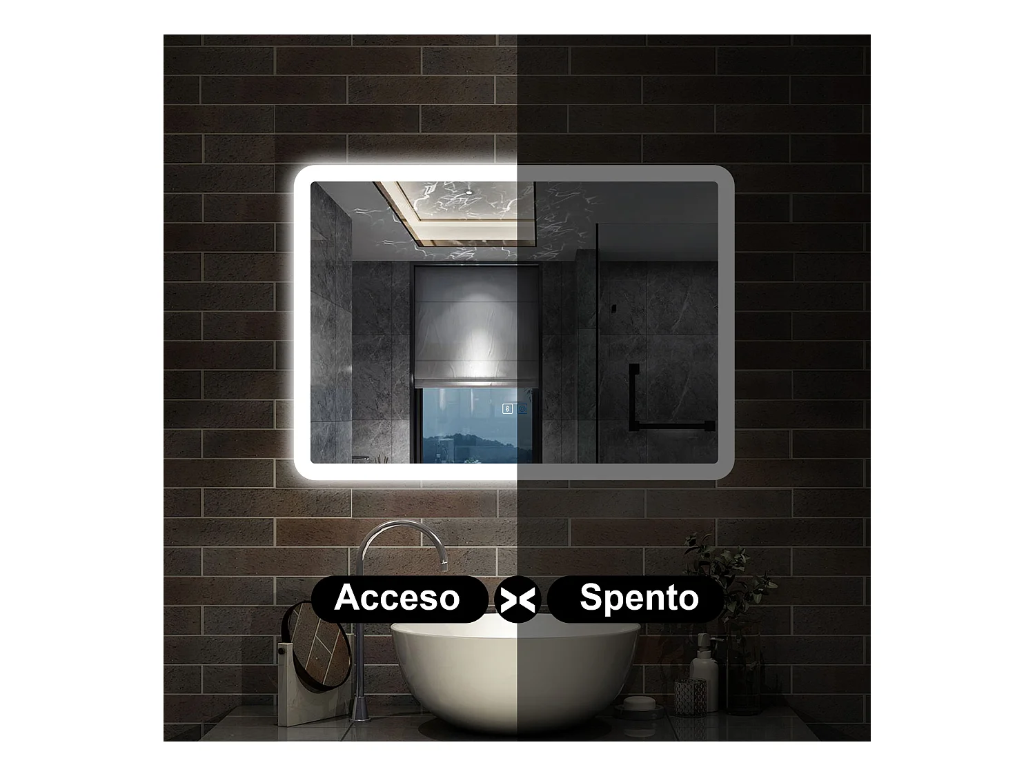 80 x 60 cm,AICA Specchio da Bagno LED con Luce, 3 Colori Regolabili,Blue tooth,memoria, antiappannamento,CRI>90,autospegnimento